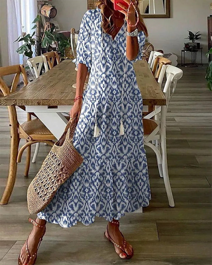 Seraphina | Boho Vintage V-Neck Dress