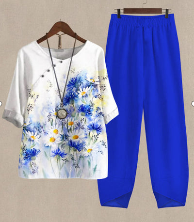 DriftBloom™ | Dandelion Print Linen Lounge Set