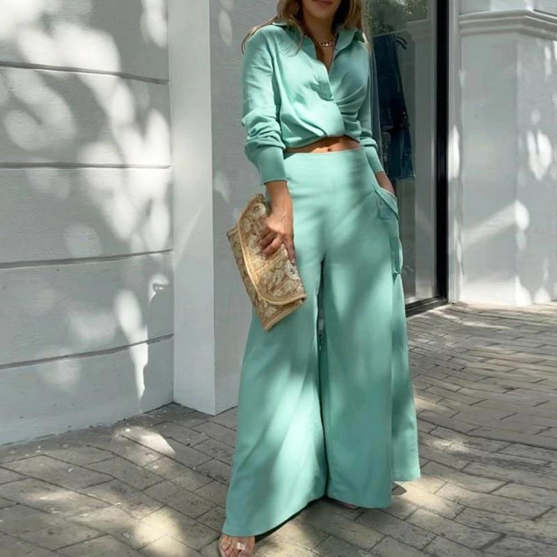 OPALE™ | Crisp Collar Blouse & Palazzo Pant Set