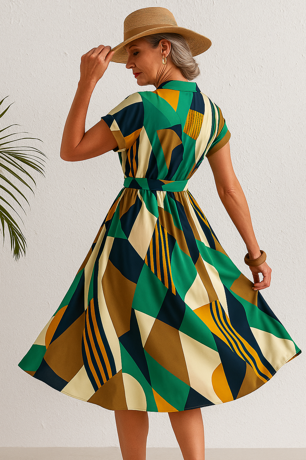 VivaForma™ | Abstract Belted Shirt Dress