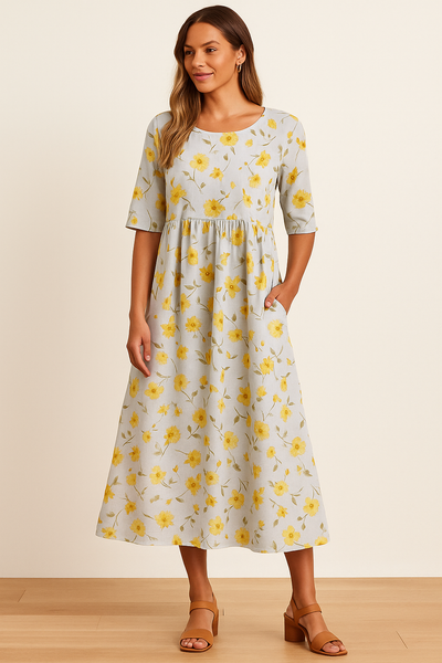 Solara™ Floral Relaxed Midi Dress