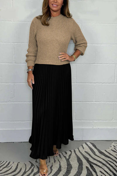 SkyeLoom™ | Knit Top & Pleated Long Dress