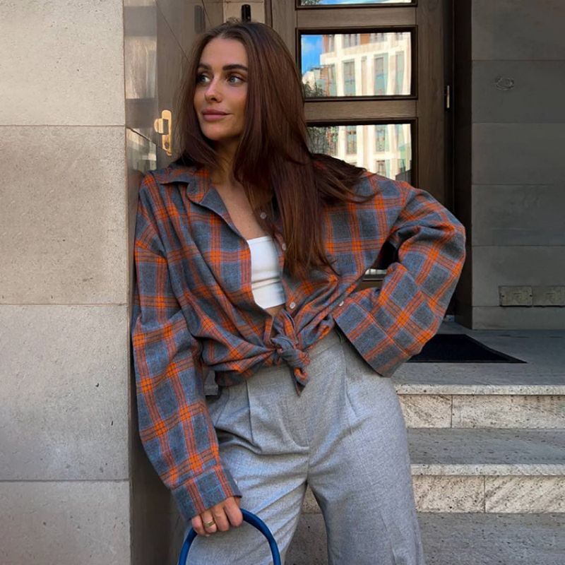 Harriet | Oversized Plaid Button-Down Shirt