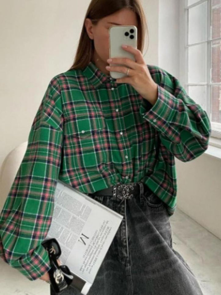 Harriet | Oversized Plaid Button-Down Shirt