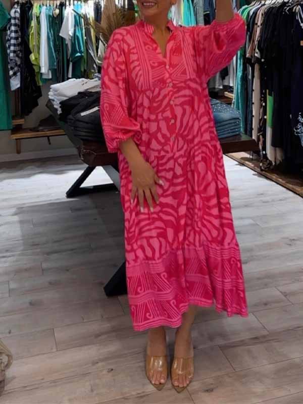 Vivienne Rose | V-Neck Printed Loose Dress