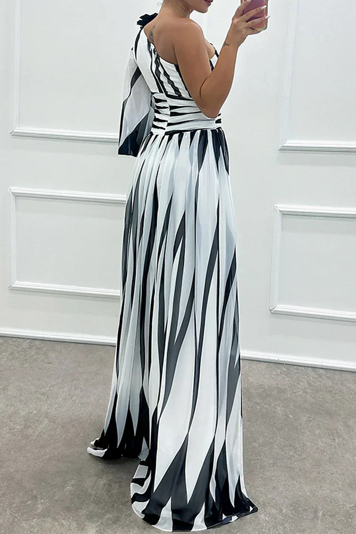 Genevieve | Striped One Shoulder Maxi Dress