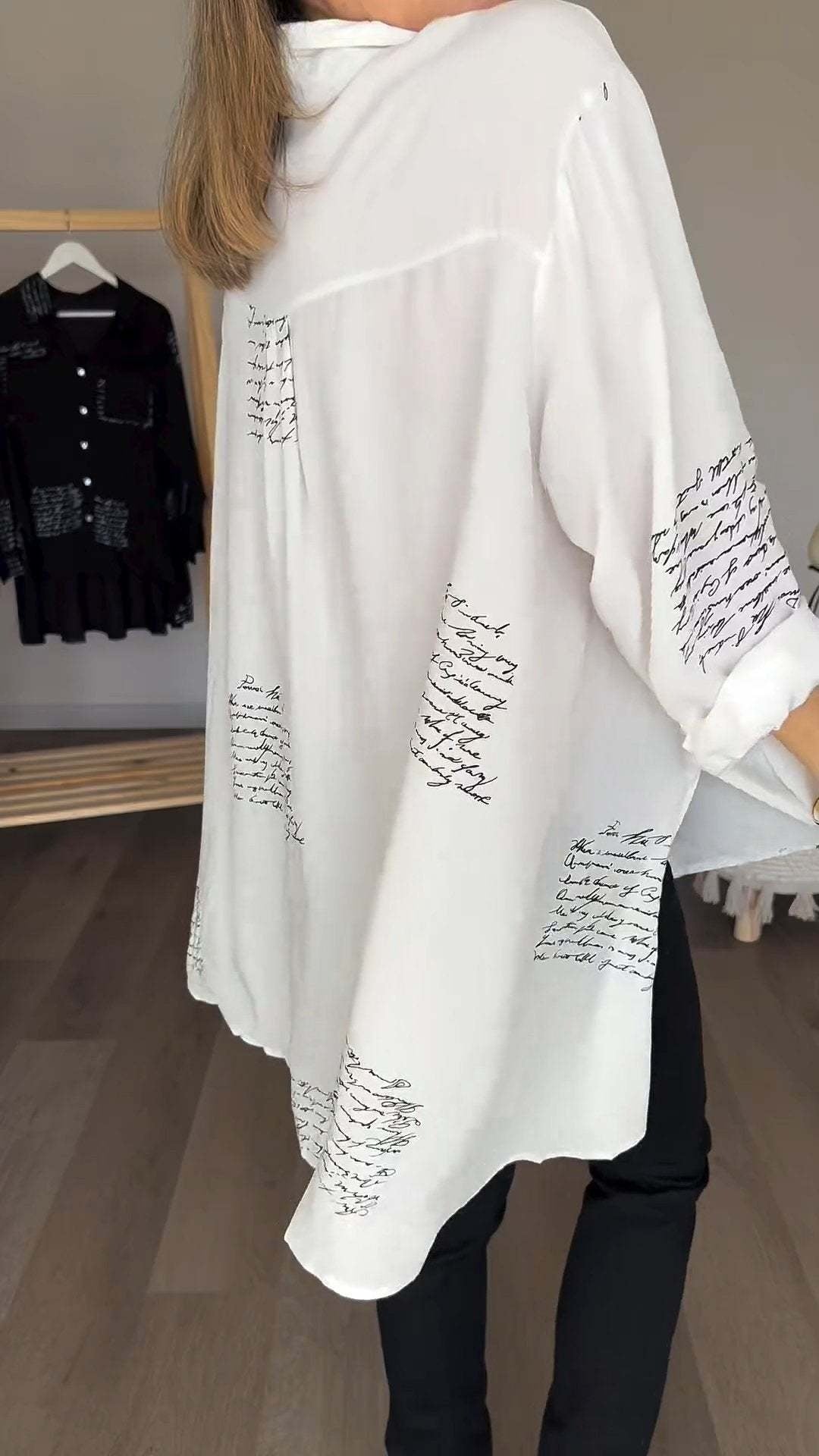 Callista | Handwritten Print Button-Up Shirt