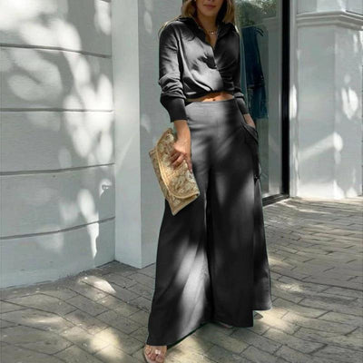 OPALE™ | Crisp Collar Blouse & Palazzo Pant Set