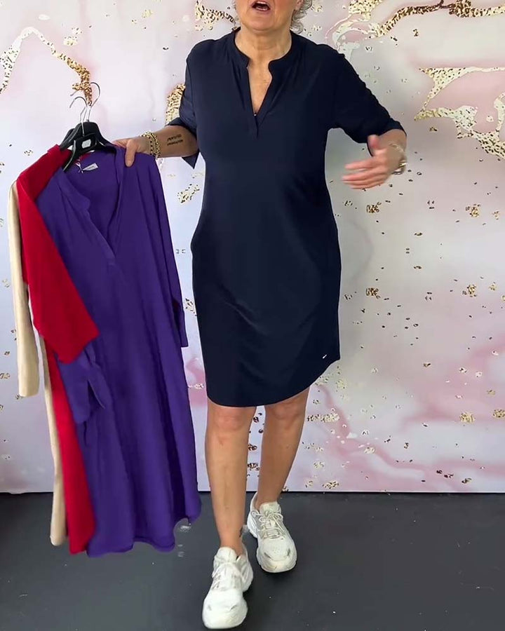 Marceline | Elegant V-Neck Midi Dress