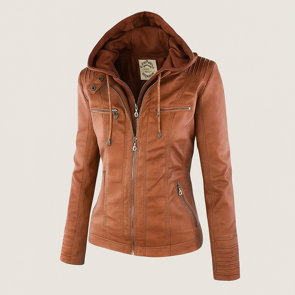 Sienna™ | Women's Waterproof Leather Jacket with Hood