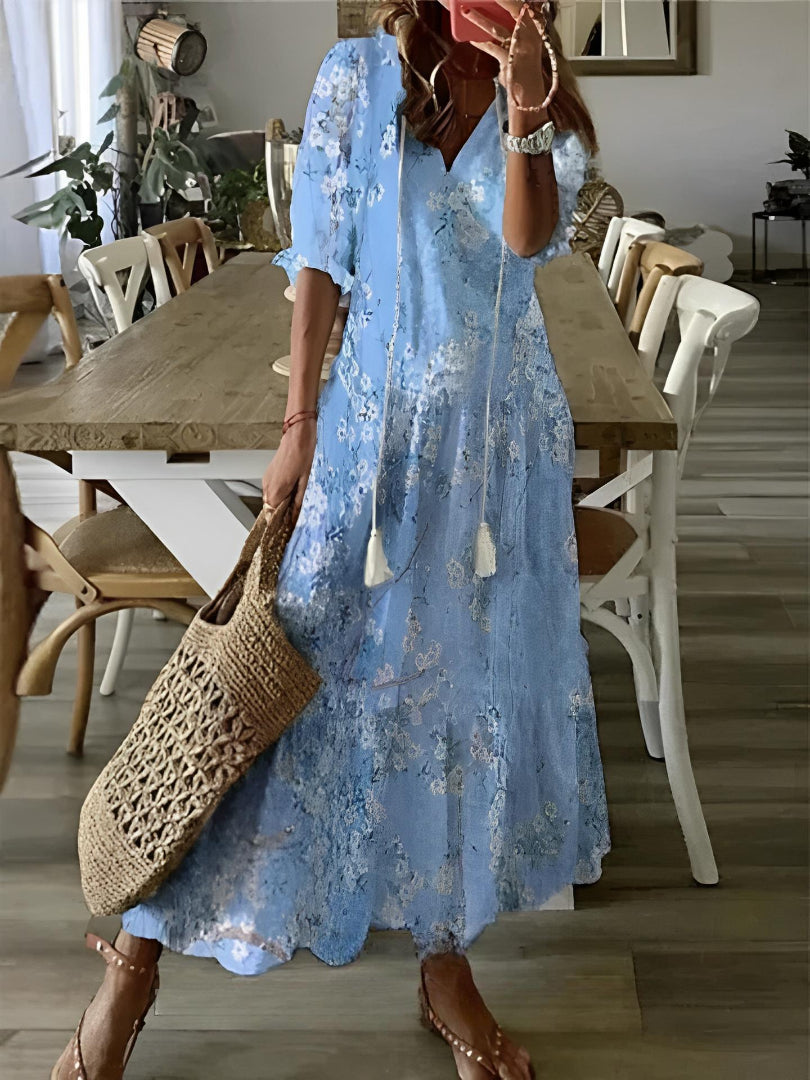 Seraphina | Boho Vintage V-Neck Dress