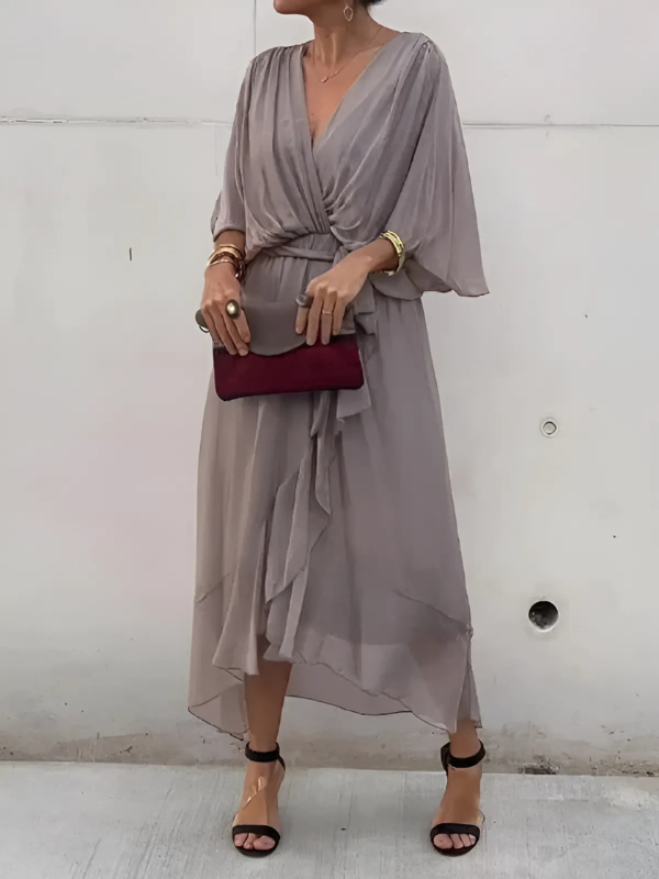 Daisy | Tie Waist Flutter Sleeve Midi Dress