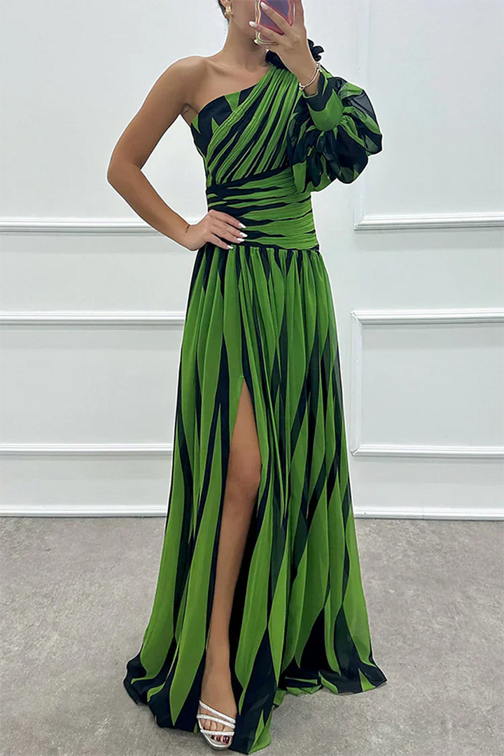 Genevieve | Striped One Shoulder Maxi Dress
