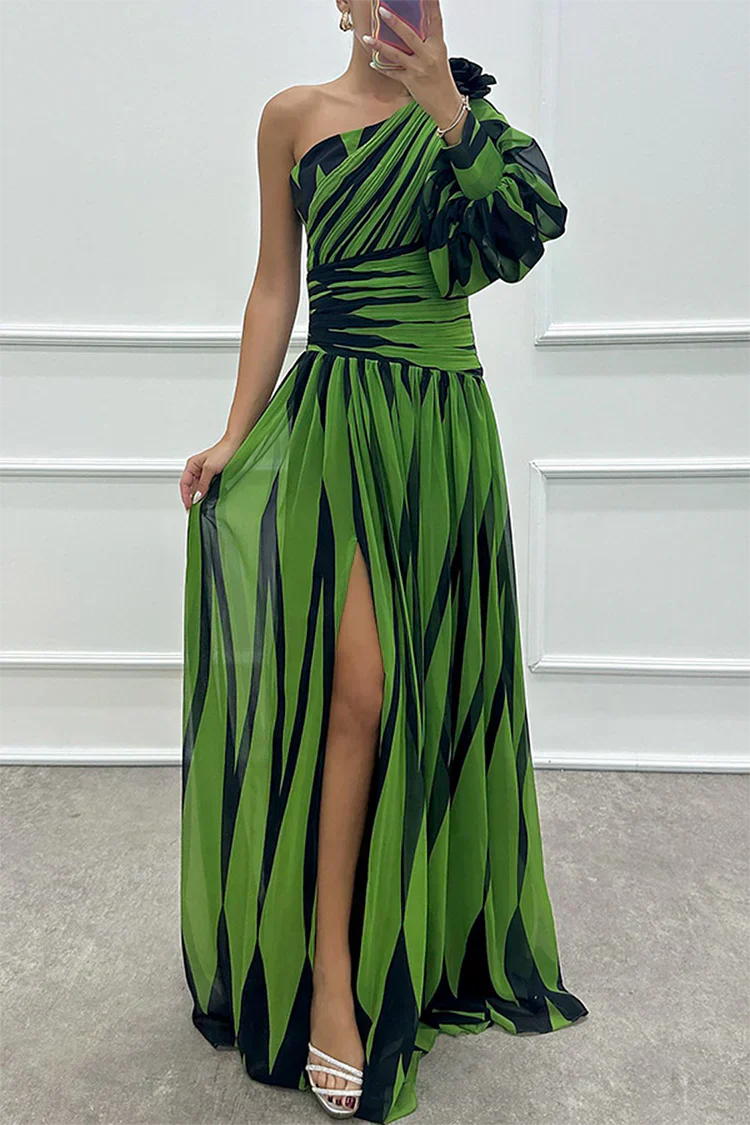 Genevieve | Striped One Shoulder Maxi Dress