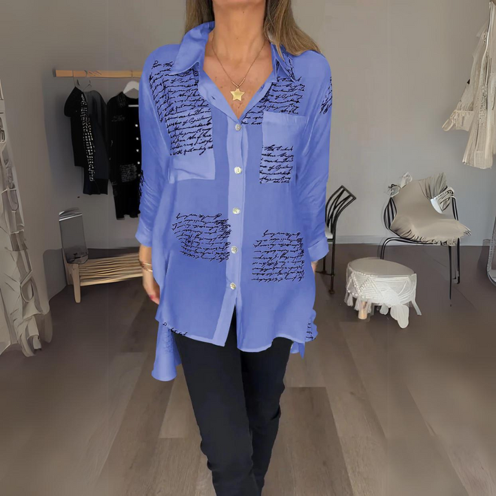 Callista | Handwritten Print Button-Up Shirt