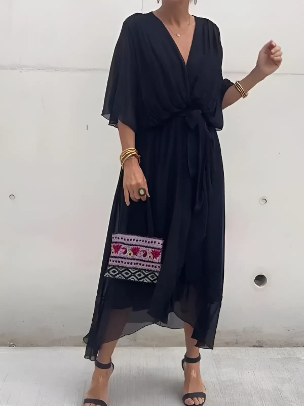 Daisy | Tie Waist Flutter Sleeve Midi Dress