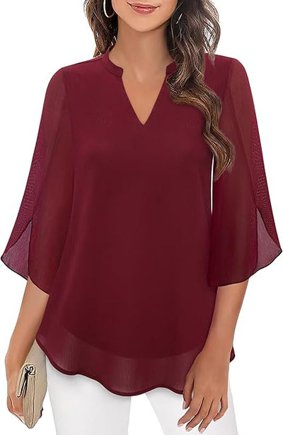 Aurora™ | Elegant Flow Split-Sleeve Blouse