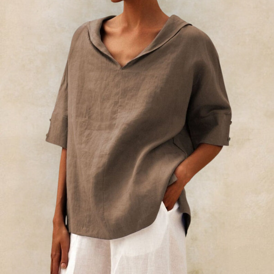 Céline | Linen V-Neck Shirt