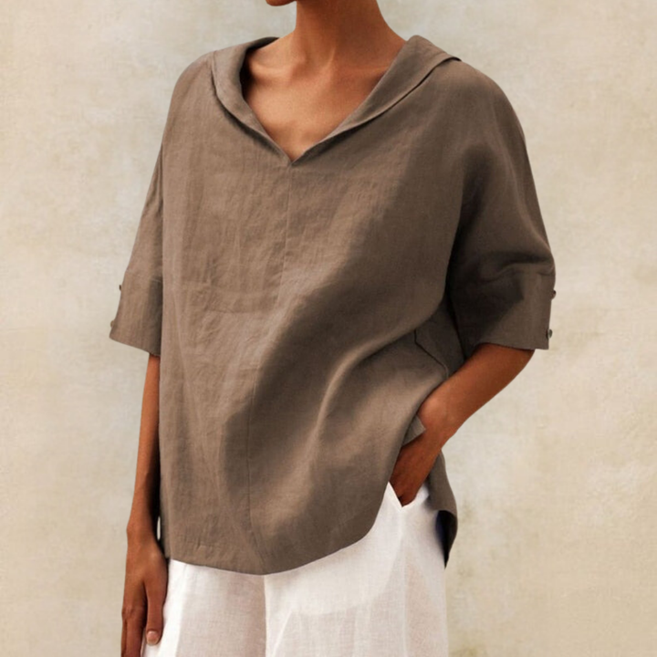 Céline | Linen V-Neck Shirt