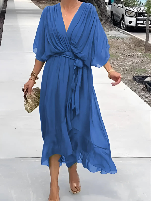 Daisy | Tie Waist Flutter Sleeve Midi Dress