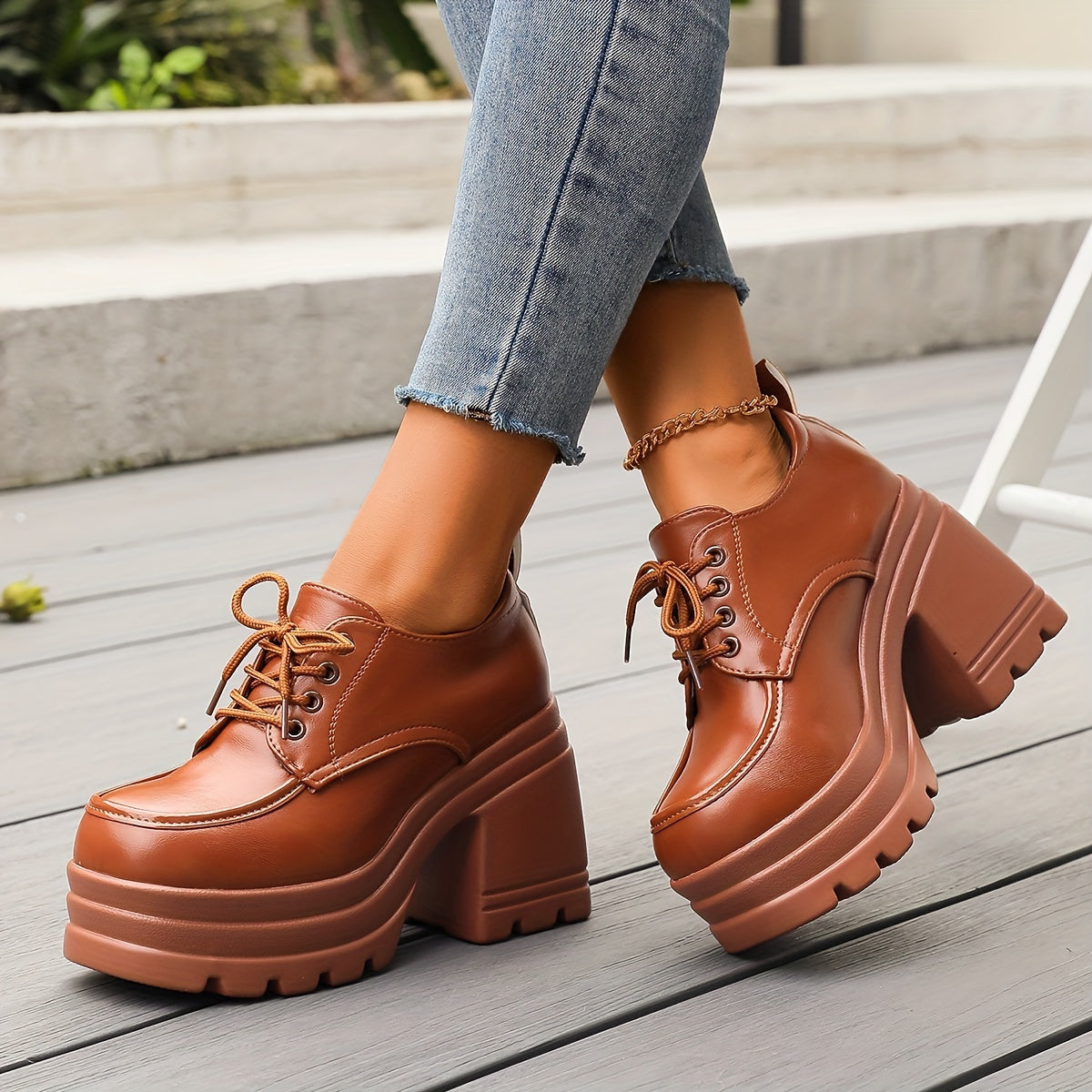Beatrice Chunky Lace-Up Platforms