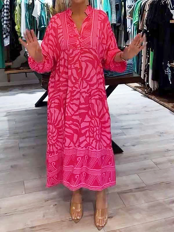 Vivienne Rose | V-Neck Printed Loose Dress