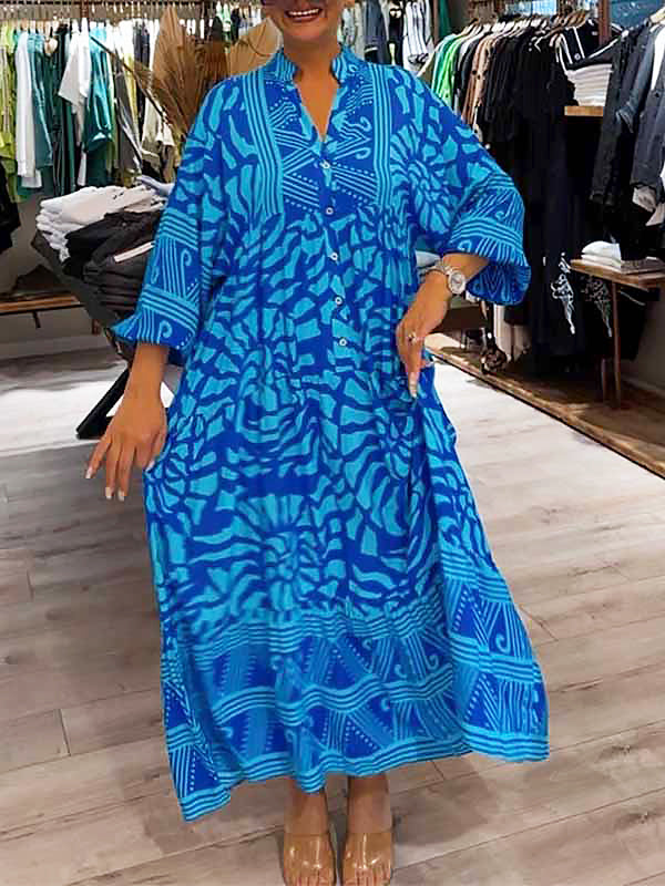 Vivienne Rose | V-Neck Printed Loose Dress