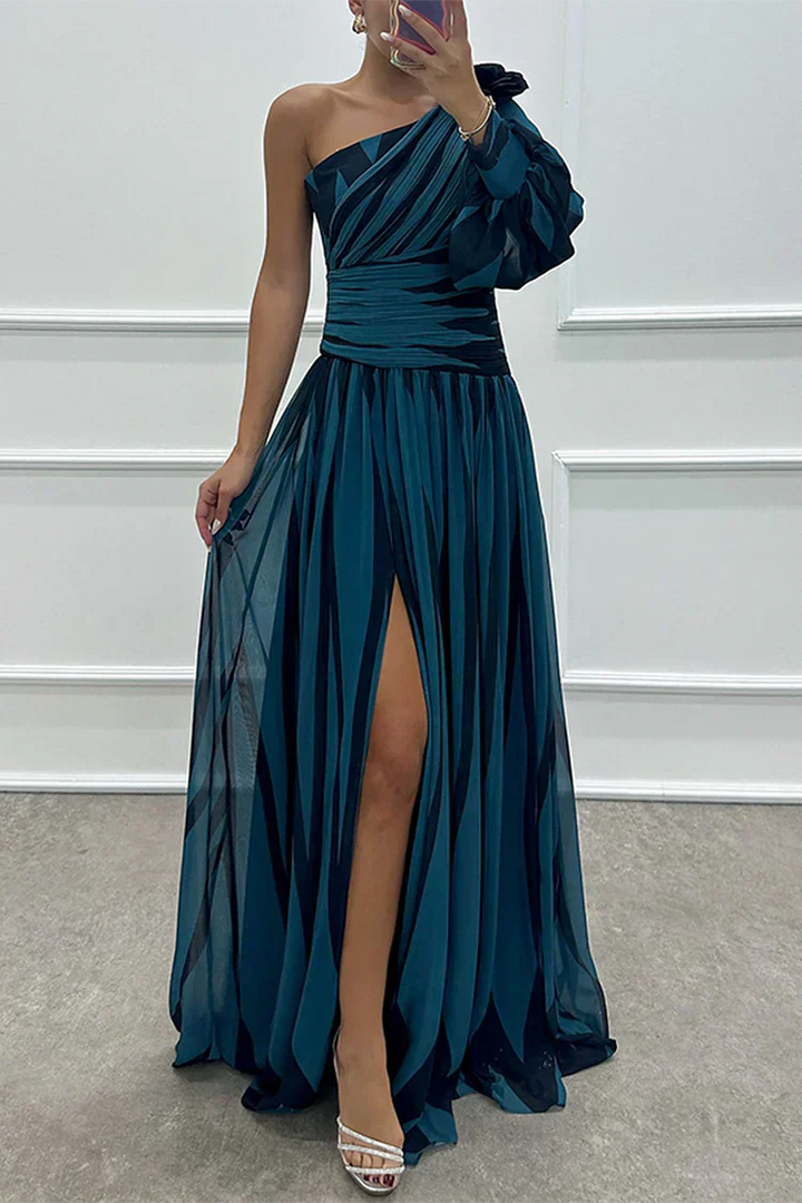 Genevieve | Striped One Shoulder Maxi Dress