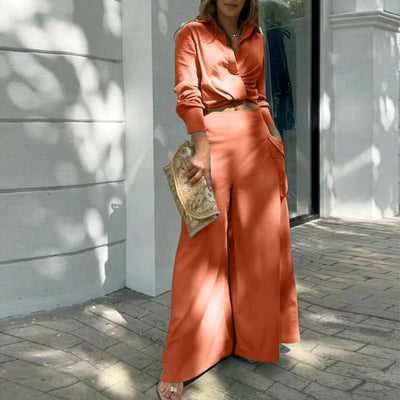 OPALE™ | Crisp Collar Blouse & Palazzo Pant Set