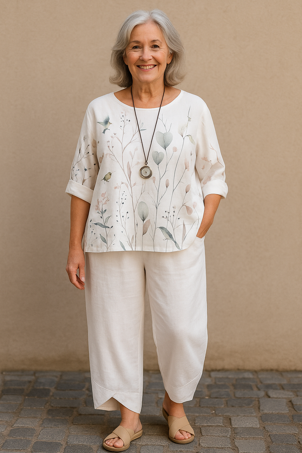 DriftBloom™ | Dandelion Print Linen Lounge Set