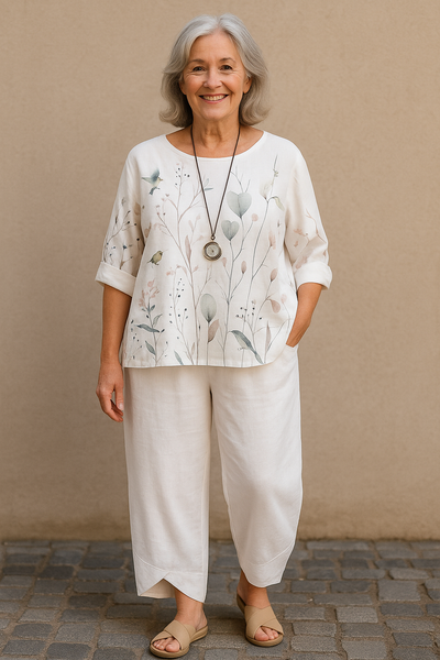 DriftBloom™ | Dandelion Print Linen Lounge Set