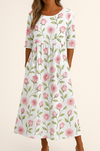 Solara™ Floral Relaxed Midi Dress