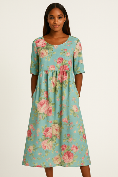 Solara™ Floral Relaxed Midi Dress
