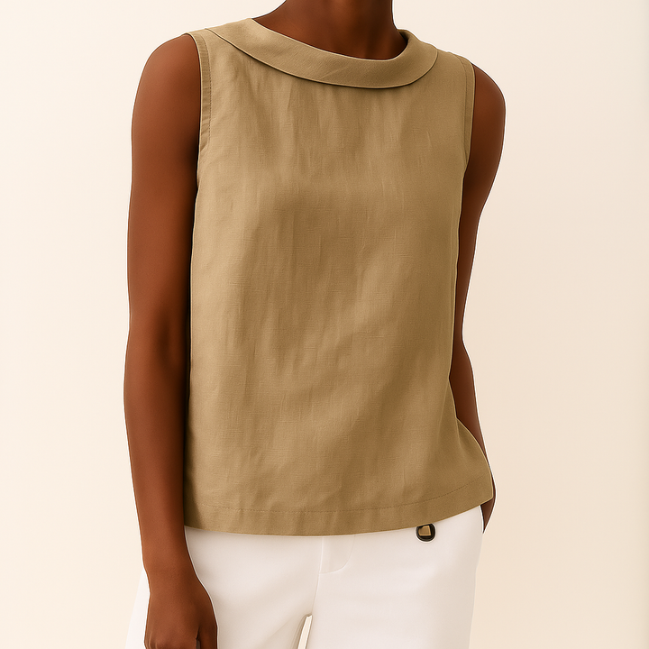 Winifred | Roll Collar Sleeveless Top