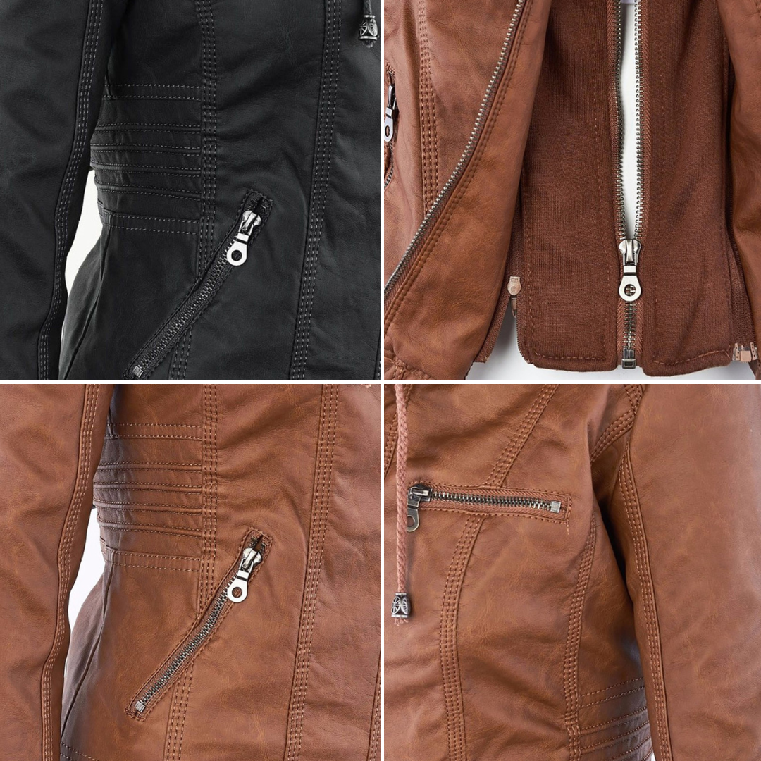 Sienna™ | Women's Waterproof Leather Jacket with Hood