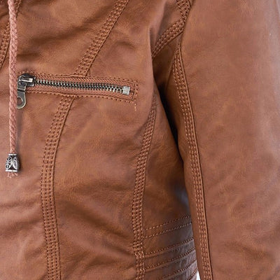 Sienna™ | Women's Waterproof Leather Jacket with Hood