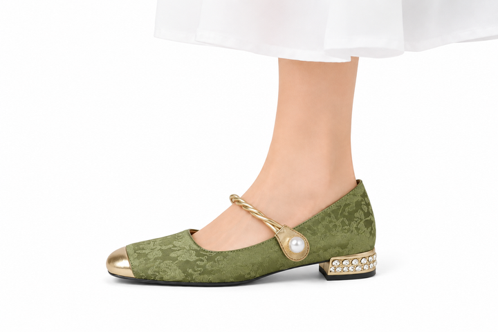 Seraphina | Pearl Strap Block Heels