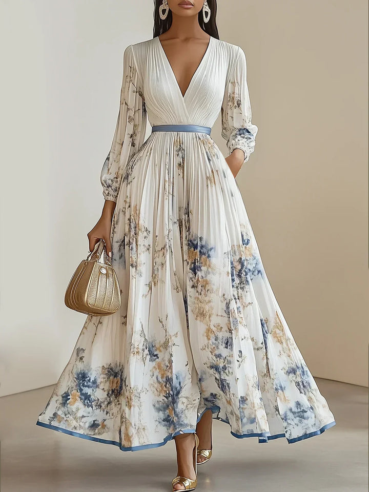 Anneliese | V-Neck Puff Sleeve Maxi Dress