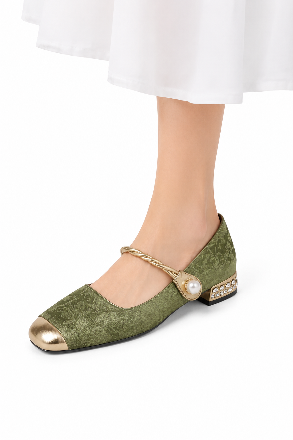 Seraphina Pearl Strap Block Heels