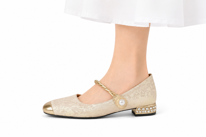 Seraphina | Pearl Strap Block Heels