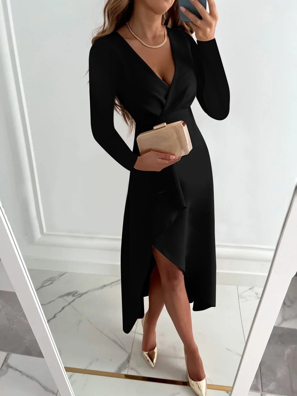 Theodora | V-Neck Sheath Midi Dress