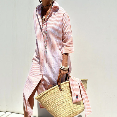 Poppy Lane™- Striped Shirt Dress
