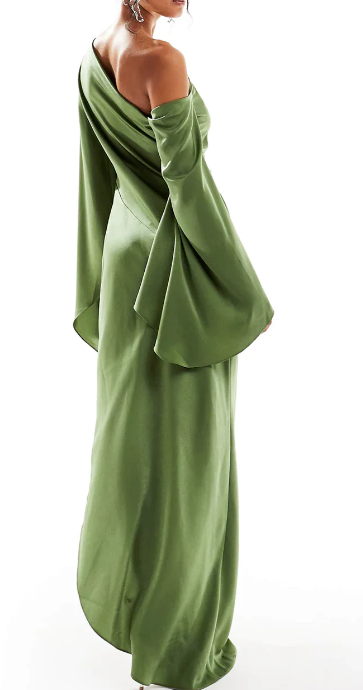 SilkMuse™ | Asymmetric Satin Maxi Dress