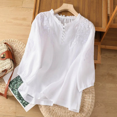 Alina Mae | Embroidered Button-Up Blouse