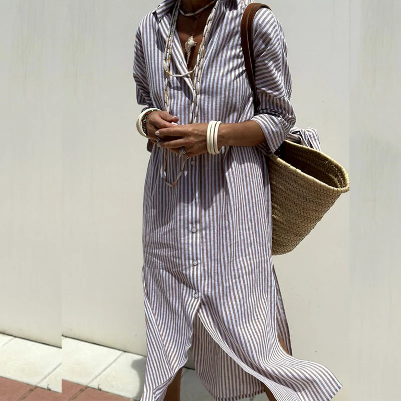 Poppy Lane™- Striped Shirt Dress