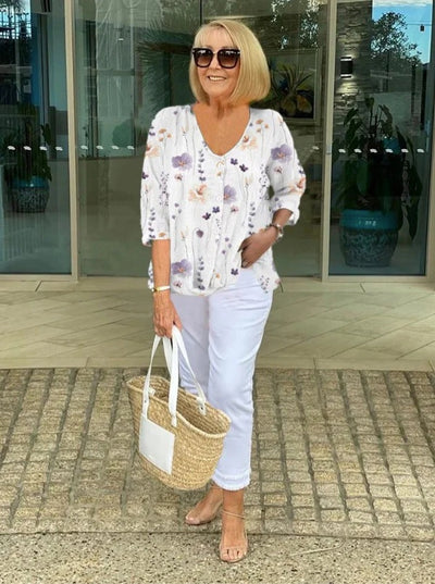 Celina - Classy Floral Button Blouse