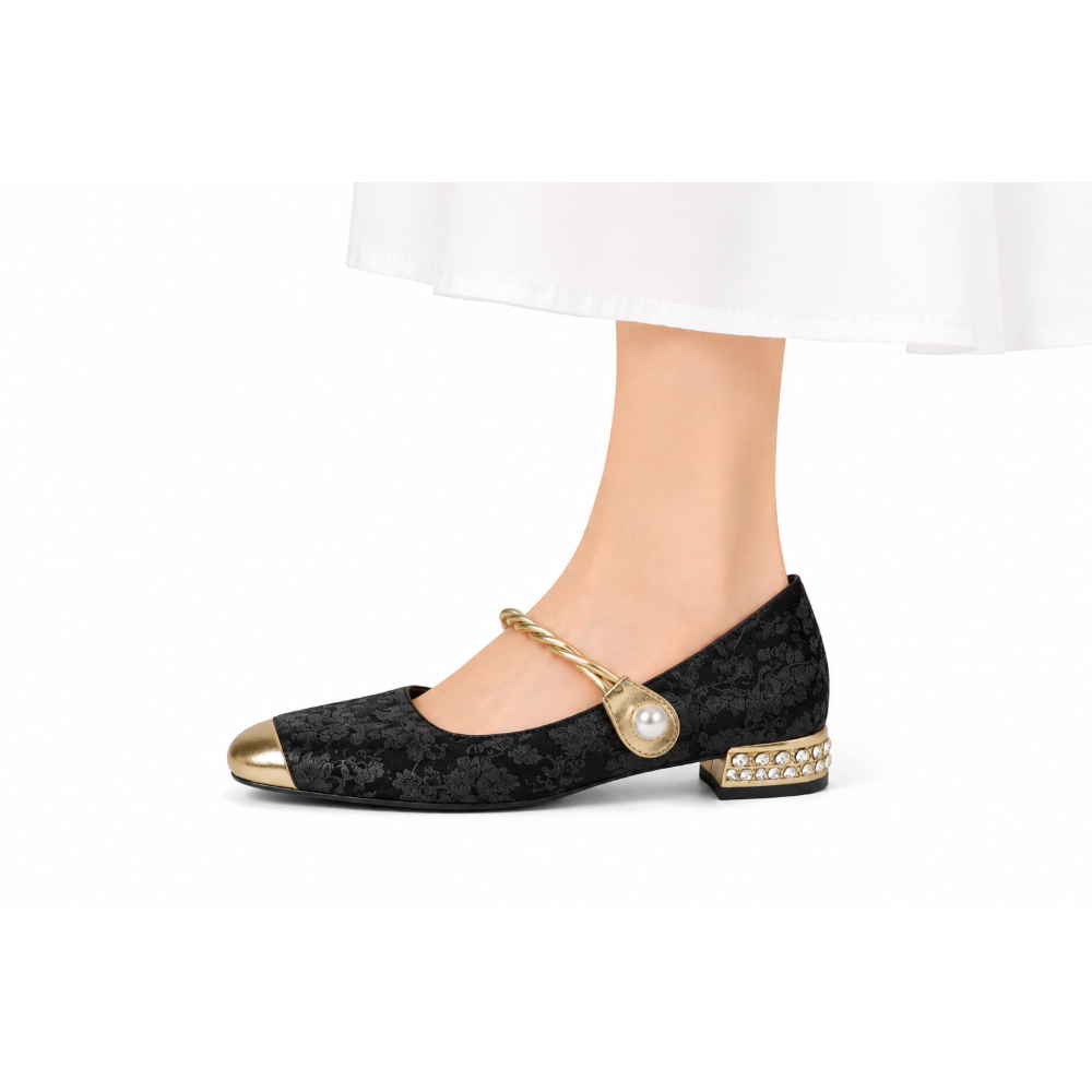 Seraphina | Pearl Strap Block Heels