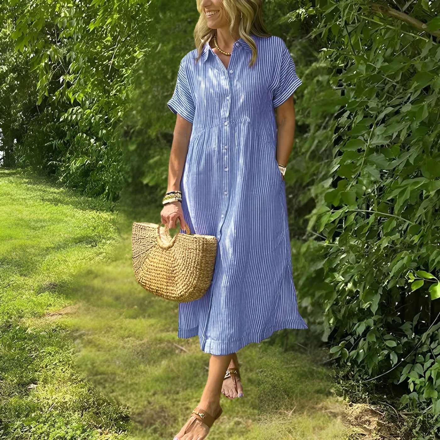 Evelyn Grace Striped Shirtdress