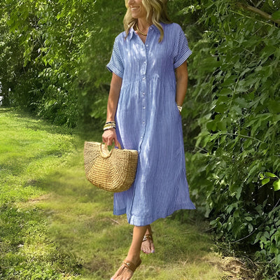 Evelyn Grace Striped Shirtdress