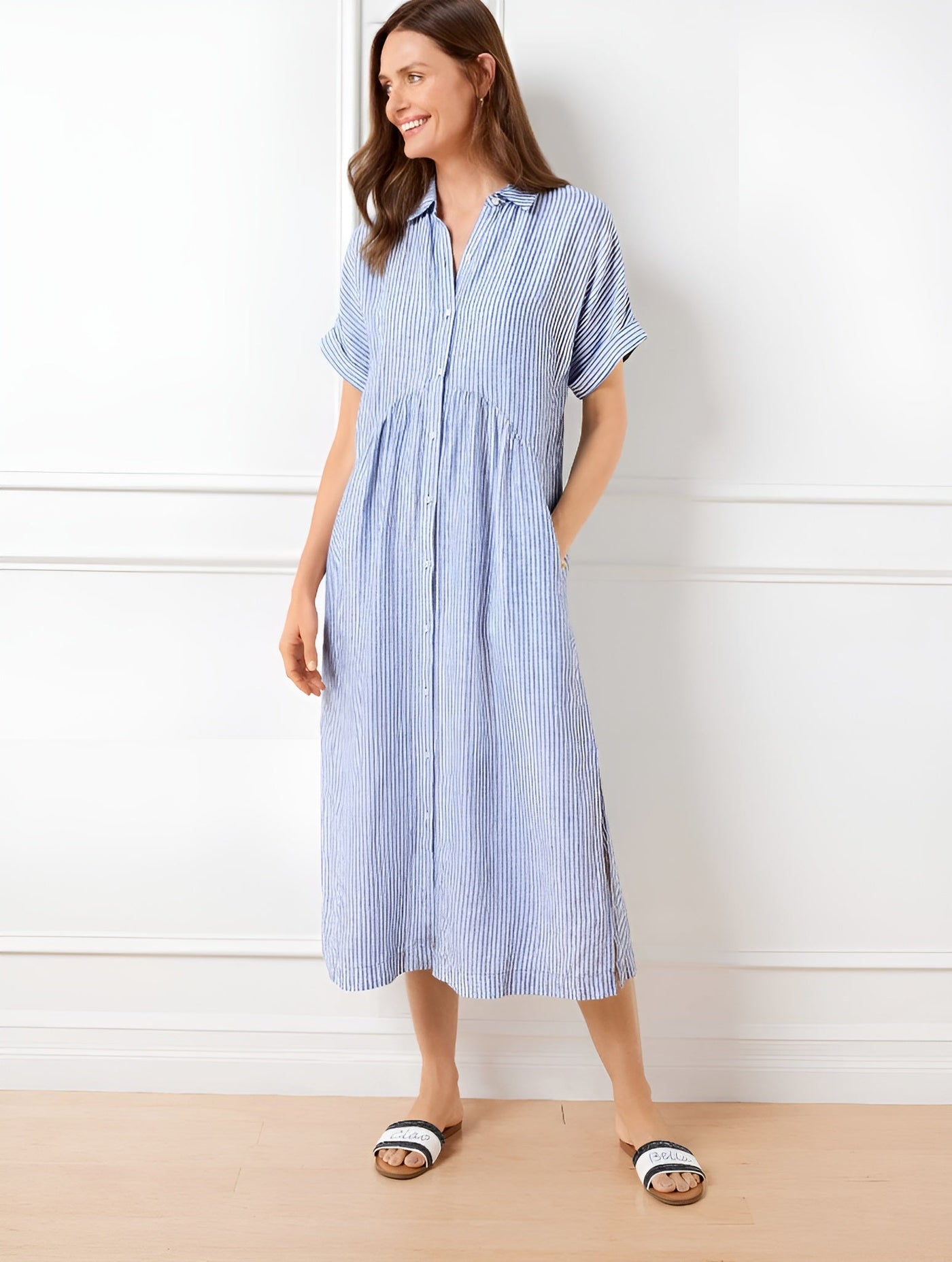 Evelyn Grace Striped Shirtdress
